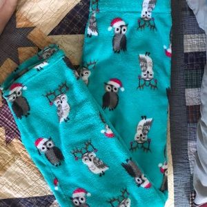 Teal Fuzzy Owl Pj Pants